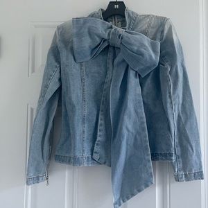 Denim bow tie top